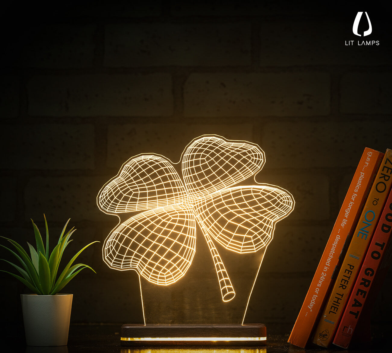 Good luck Flower Modern Home Decor Aesthetic Table LIT 3D Illusion Lamp - LIT Lamps - Flower 3D LED Lamp-3d Lamps