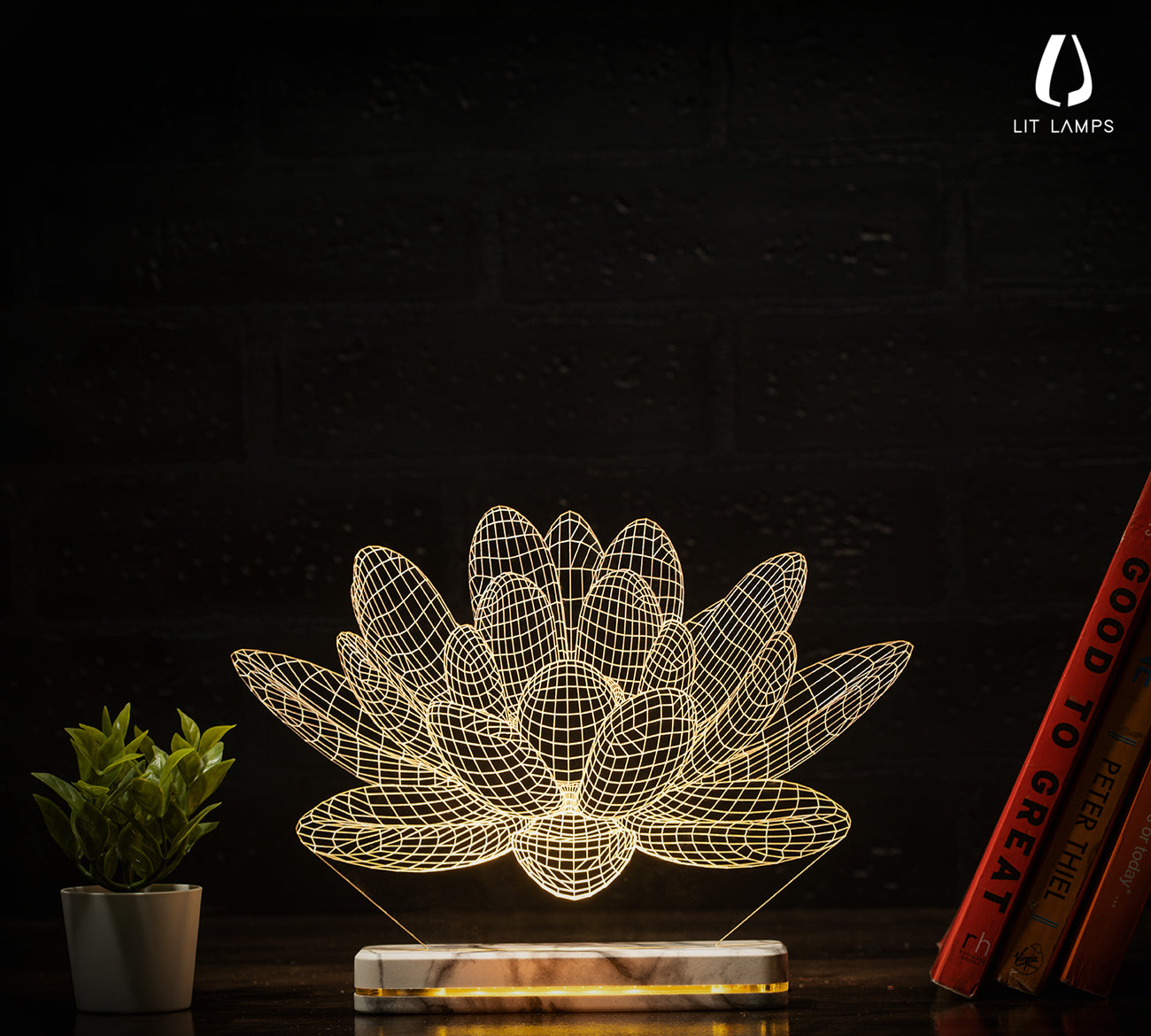 Lotus Modern Home Decor Aesthetic Table LIT 3D Illusion Lamp - LIT Lamps - Lotus 3D LED Lamp-3d Lamps