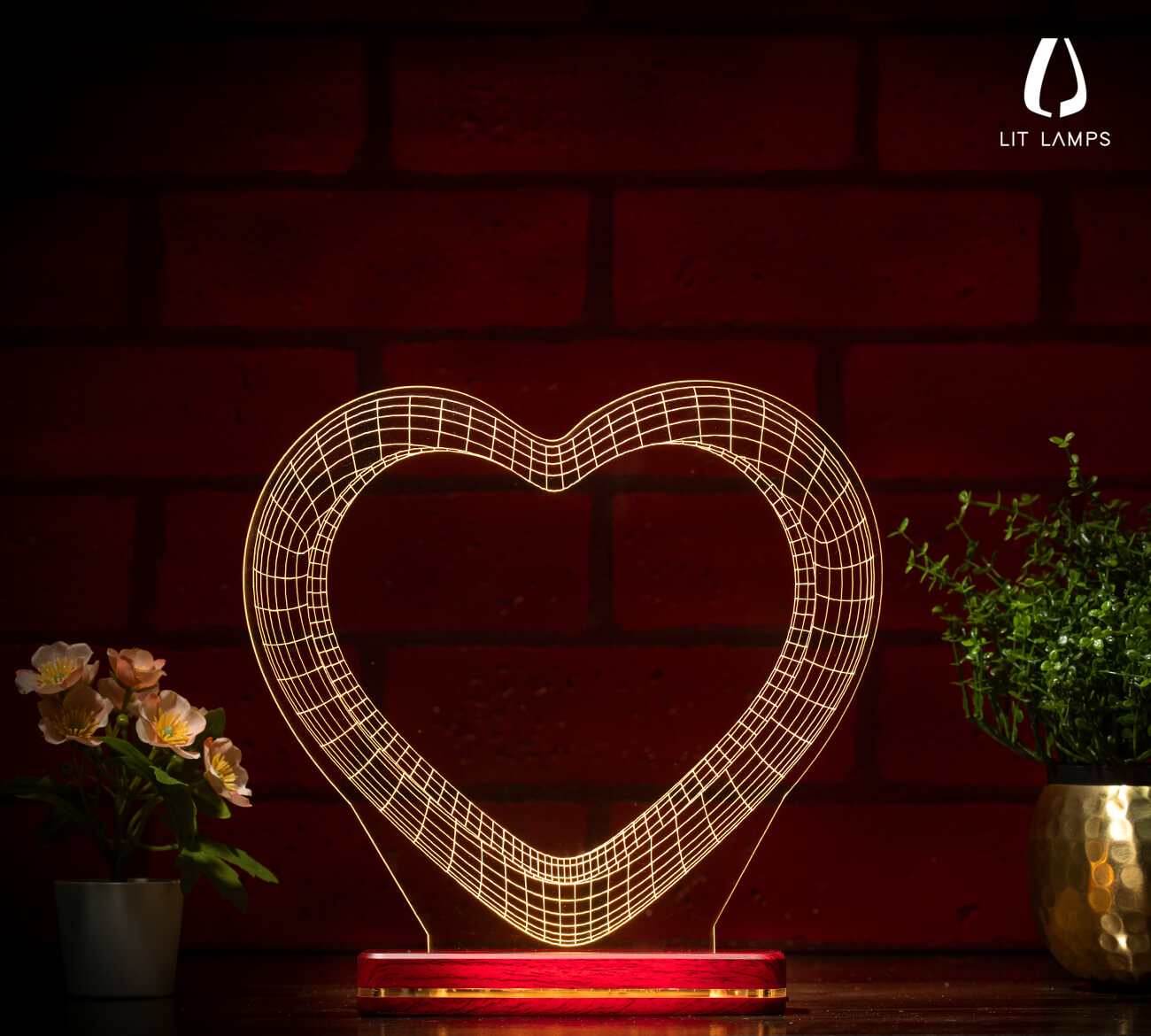 Heart Ring For Couple Valentine LIT 3D Illusion Lamp - LIT Lamps - Heart 3D LED Lamp-3d Lamps