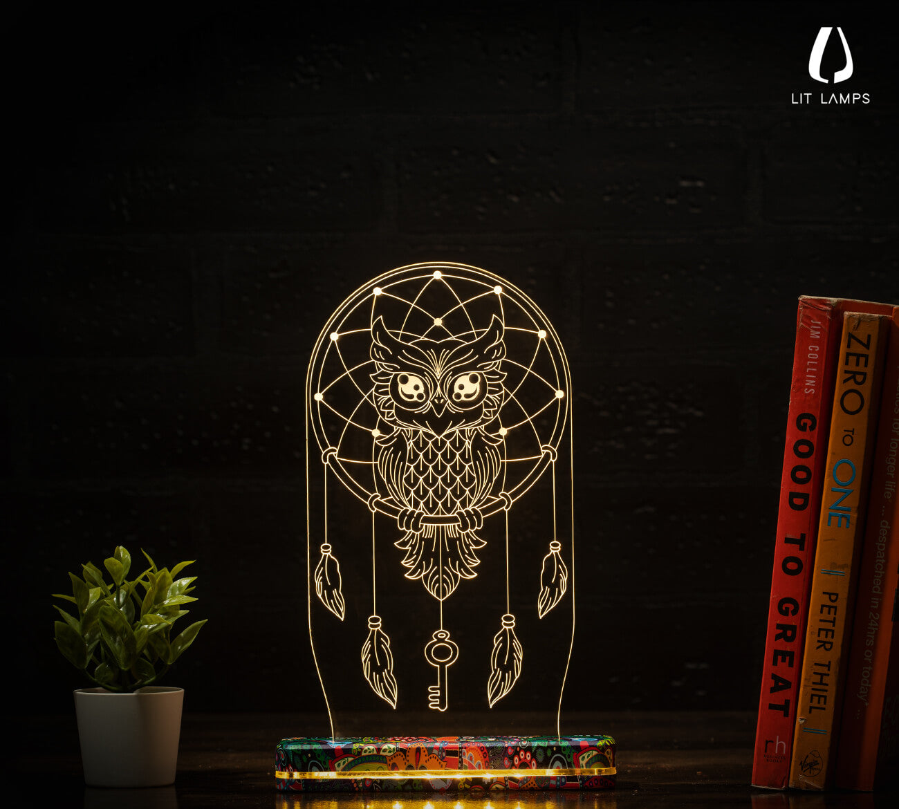 Owl Dream Catcher Aesthetic Table LIT 3D Illusion Lamp - LIT Lamps - Owl Dream 3D LED Lamp-3d Lamps