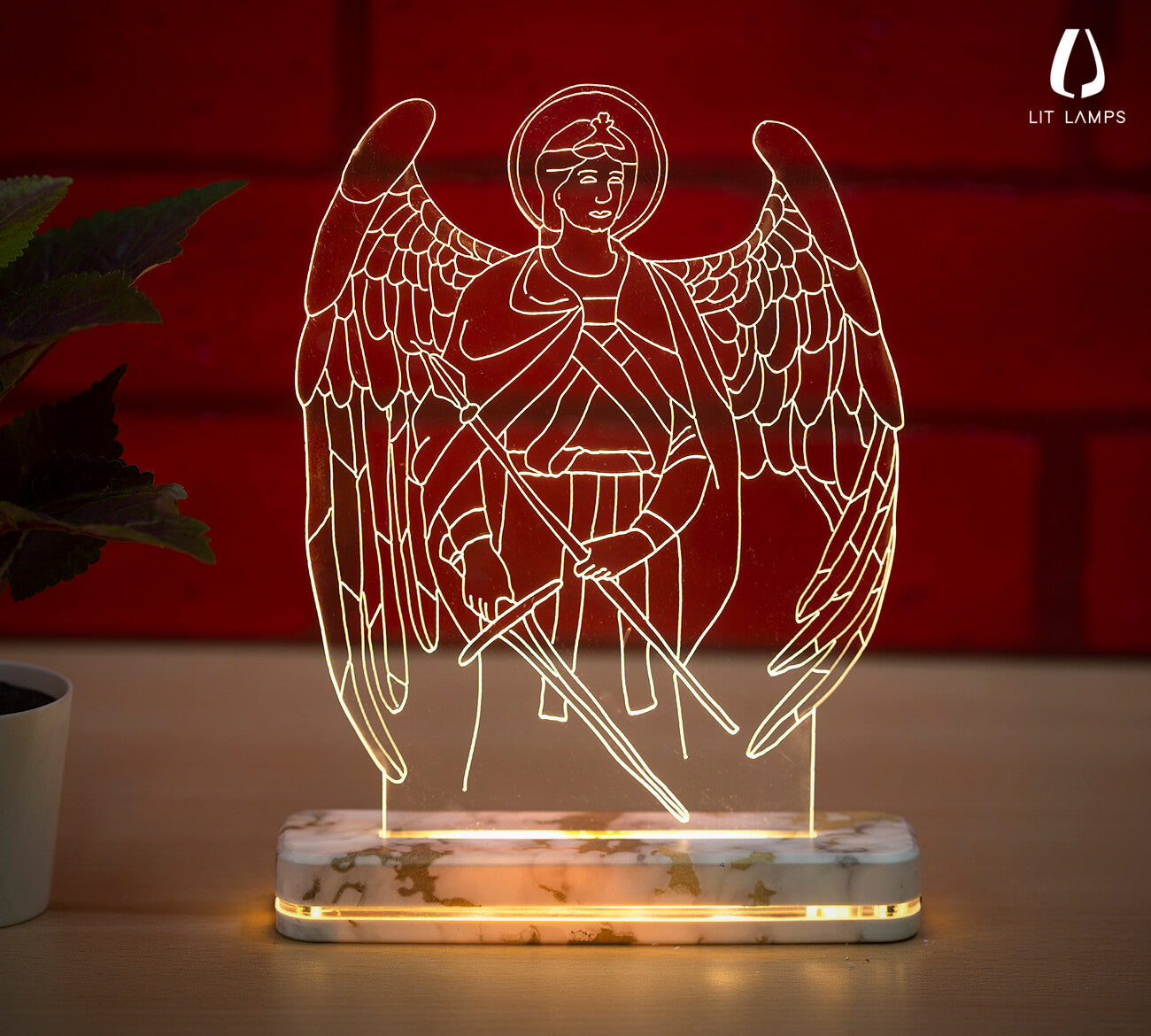 Saint Michael The Archangel Christians lighting Decoration LIT 3D Illusion Lamp - LIT Lamps - Saint Michael The Archangel 3D LED Lamp-3d Lamps
