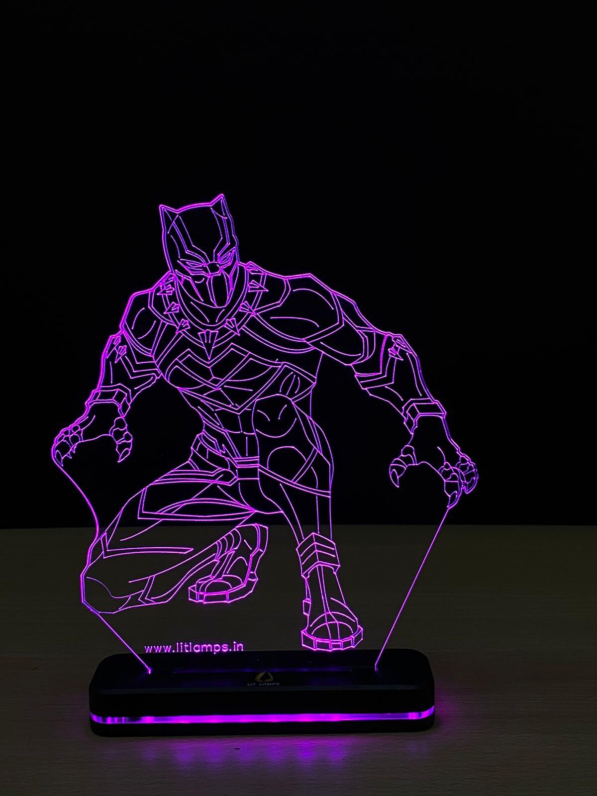 Black Panther Marvel Avengers Decor Aesthetic 3D Illusion Lamp by LIT Lamps - LIT Lamps - Black Panther 3D LED Lamp-3d Lamps