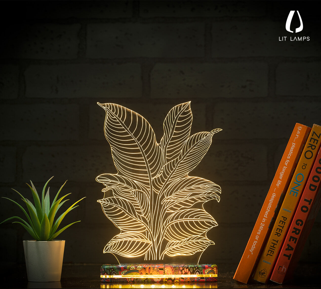 Heliconia Indoor Plant Modern Home Decor Aesthetic Table LIT 3D Illusion Lamp - LIT Lamps - Heliconia 3D LED Lamp-3d Lamps