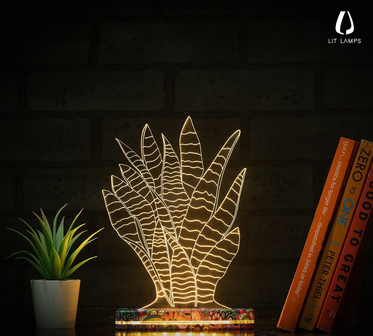Snake Plant Sansevieria Aesthetic Table LIT 3D Illusion Lamp - LIT Lamps - Snake Plant 3D LED Lamp-3d Lamps