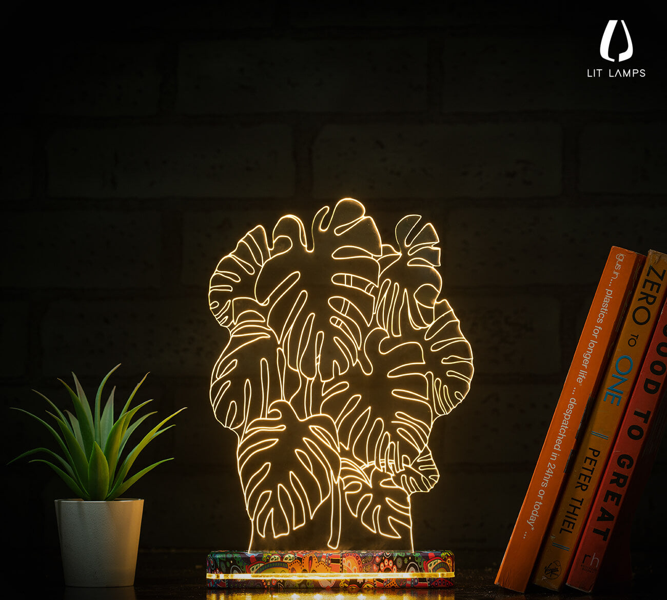 Monstera Plant Modern Home Decor Aesthetic Table LIT 3D Illusion Lamp - LIT Lamps - Monstera 3D LED Lamp-3d Lamps
