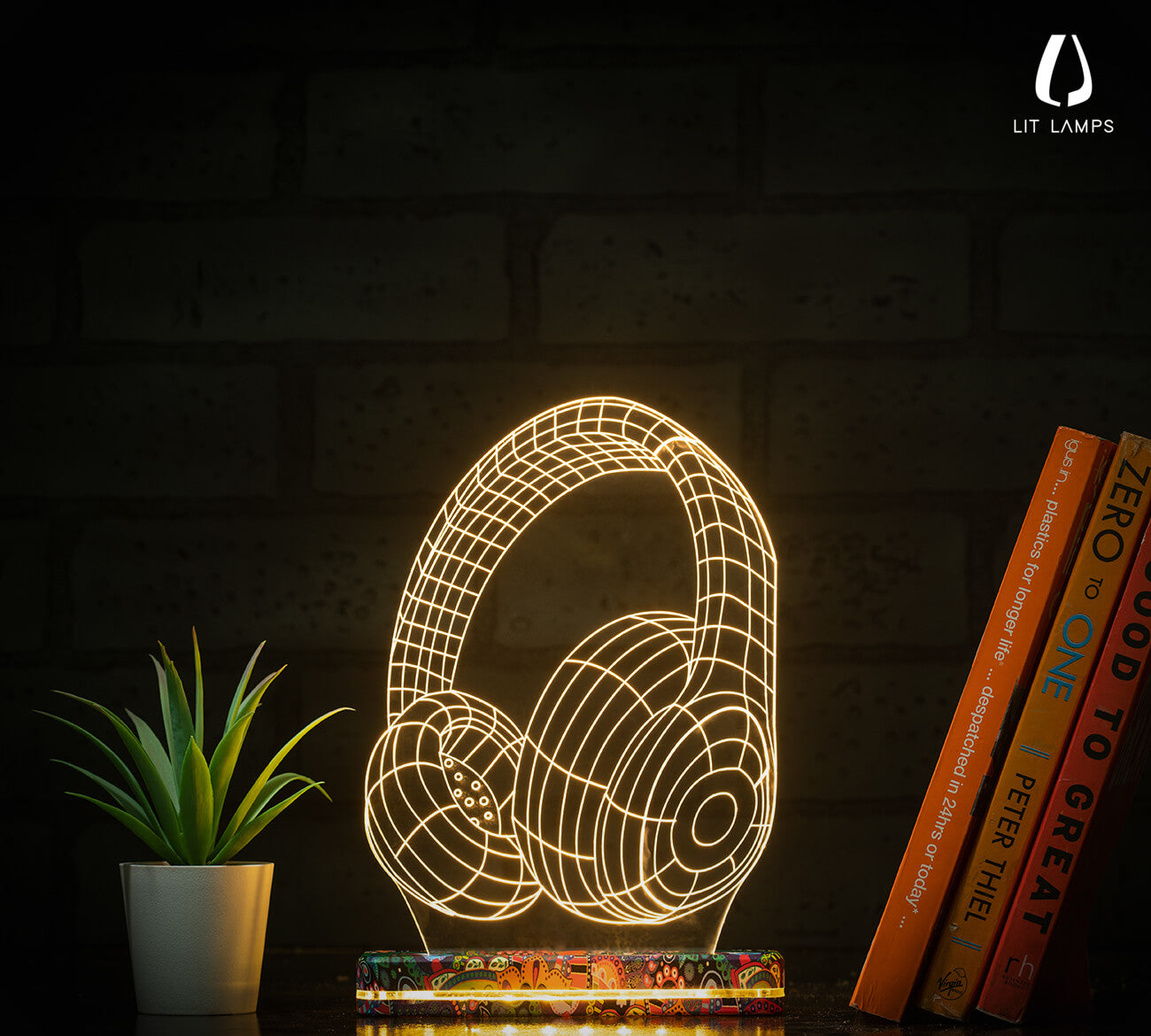 Headphones Modern Home Decor Aesthetic Table LIT 3D Illusion Lamp - LIT Lamps - Headphones 3D LED Lamp-3d Lamps