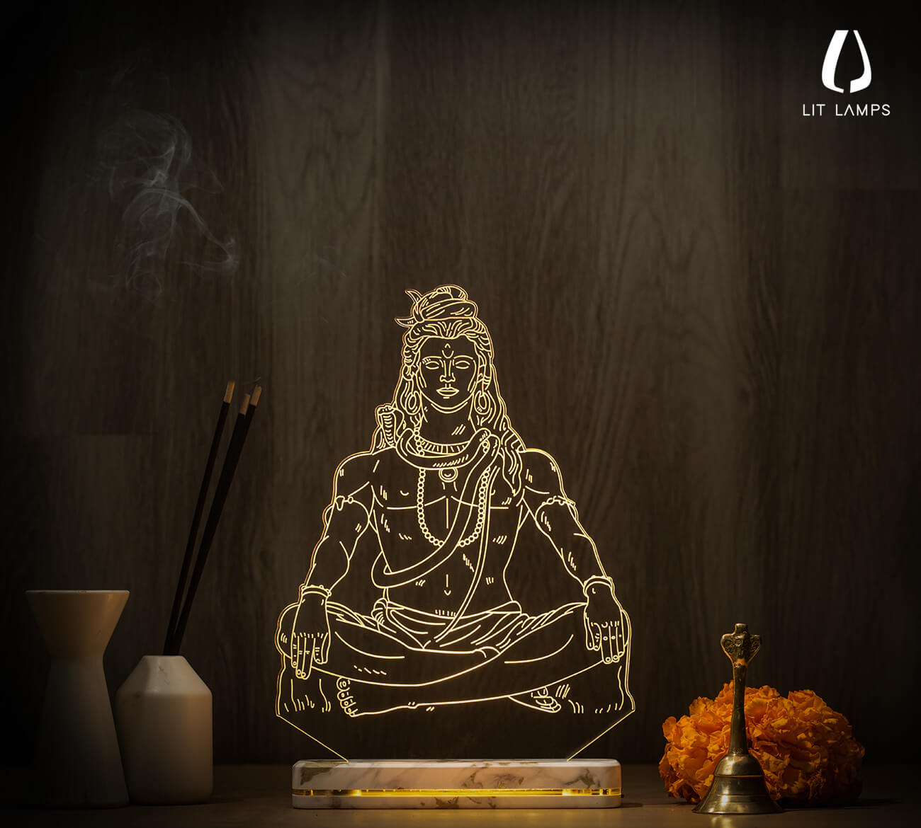 Shankar Bhagwan Shiva Mhahadev Photo LIT 3D Illusion Lamp (2) - LIT Lamps - Shiva 3D LED Lamp-3d Lamps