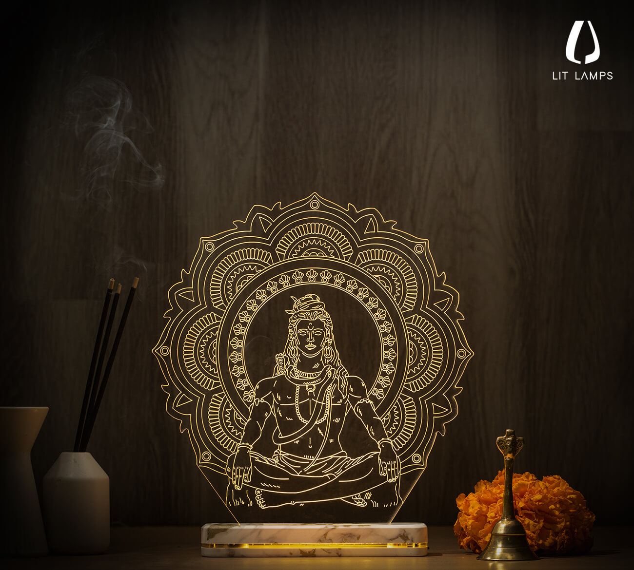 Shankar Bhagwan Shiva Mhahadev Photo LIT 3D Illusion Lamp - LIT Lamps - Shiva 3D LED Lamp-3d Lamps