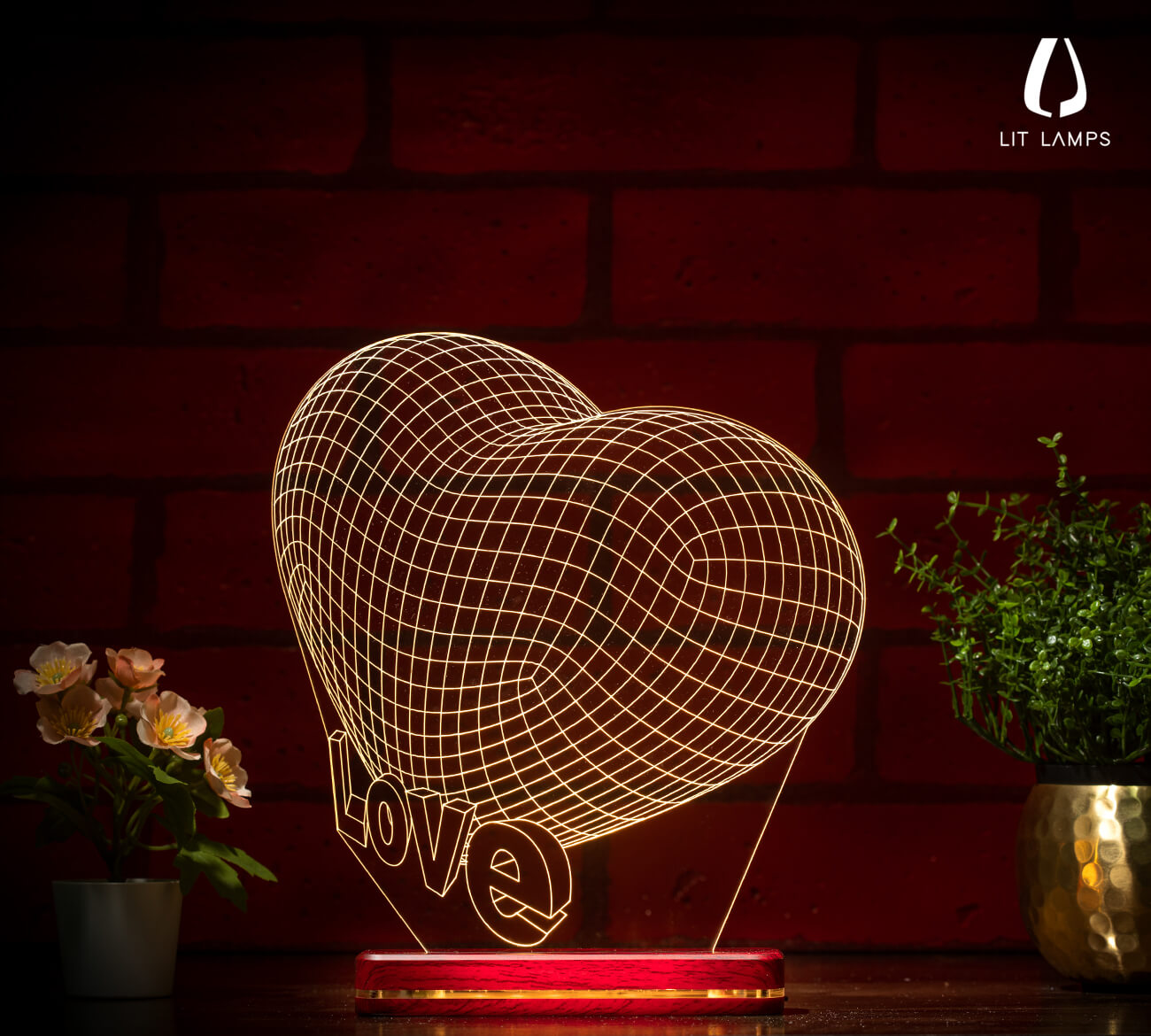 Love Heart For Couple Valentine LIT 3D Illusion Lamp - LIT Lamps - Heart 3D LED Lamp-3d Lamps