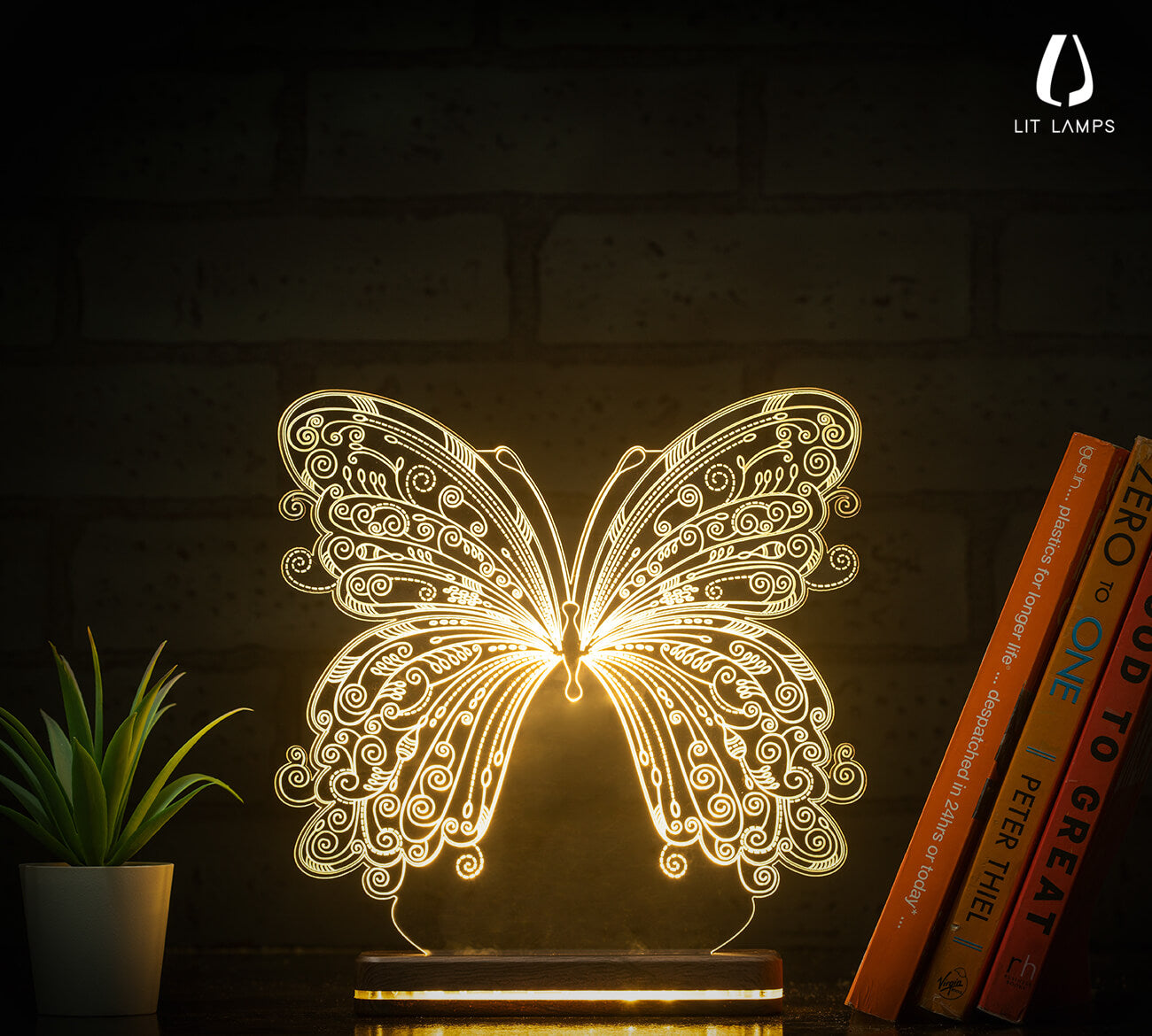 Butterfly Modern Home Decor Aesthetic 3D Illusion Lamp by LIT Lamps - LIT Lamps - Butterfly 3D LED Lamp-3d Lamps