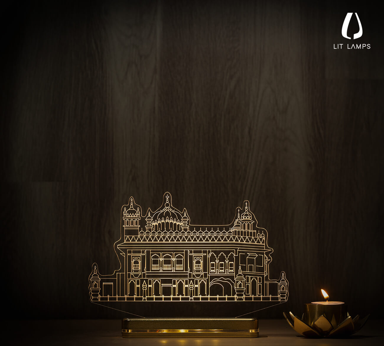 Sri Harmandir Sahib Golden Temple Amritsar LIT 3D Illusion Lamp - LIT Lamps - Golden Temple 3D LED Lamp-3d Lamps