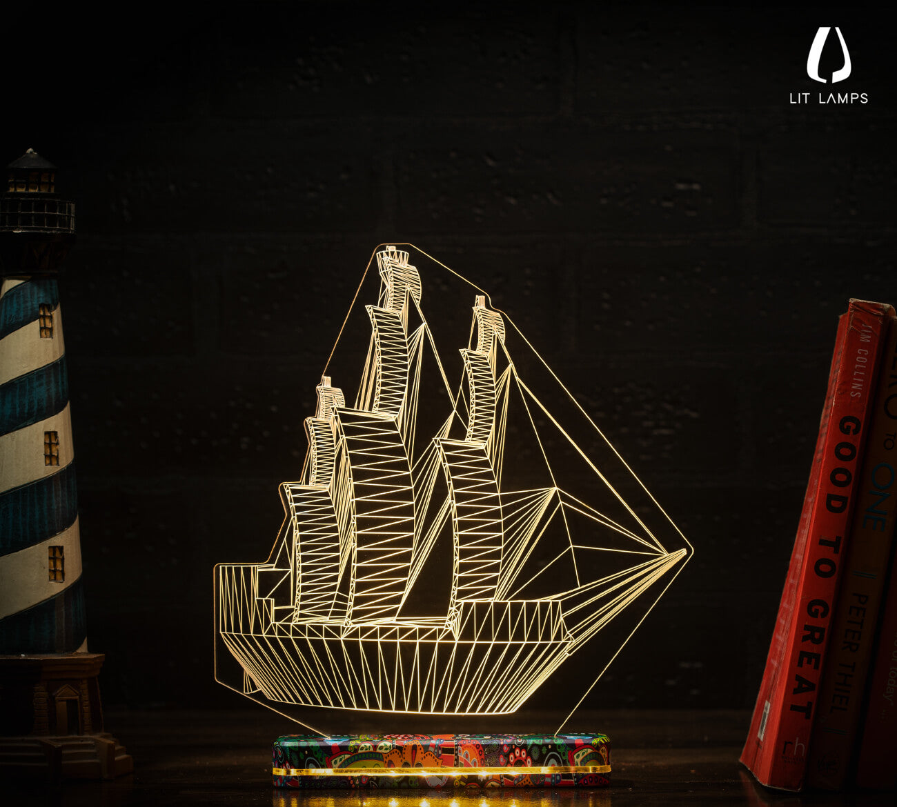 Ship Modern Home Decor Aesthetic Table LIT 3D Illusion Lamp - LIT Lamps - Ship 3D LED Lamp-3d Lamps
