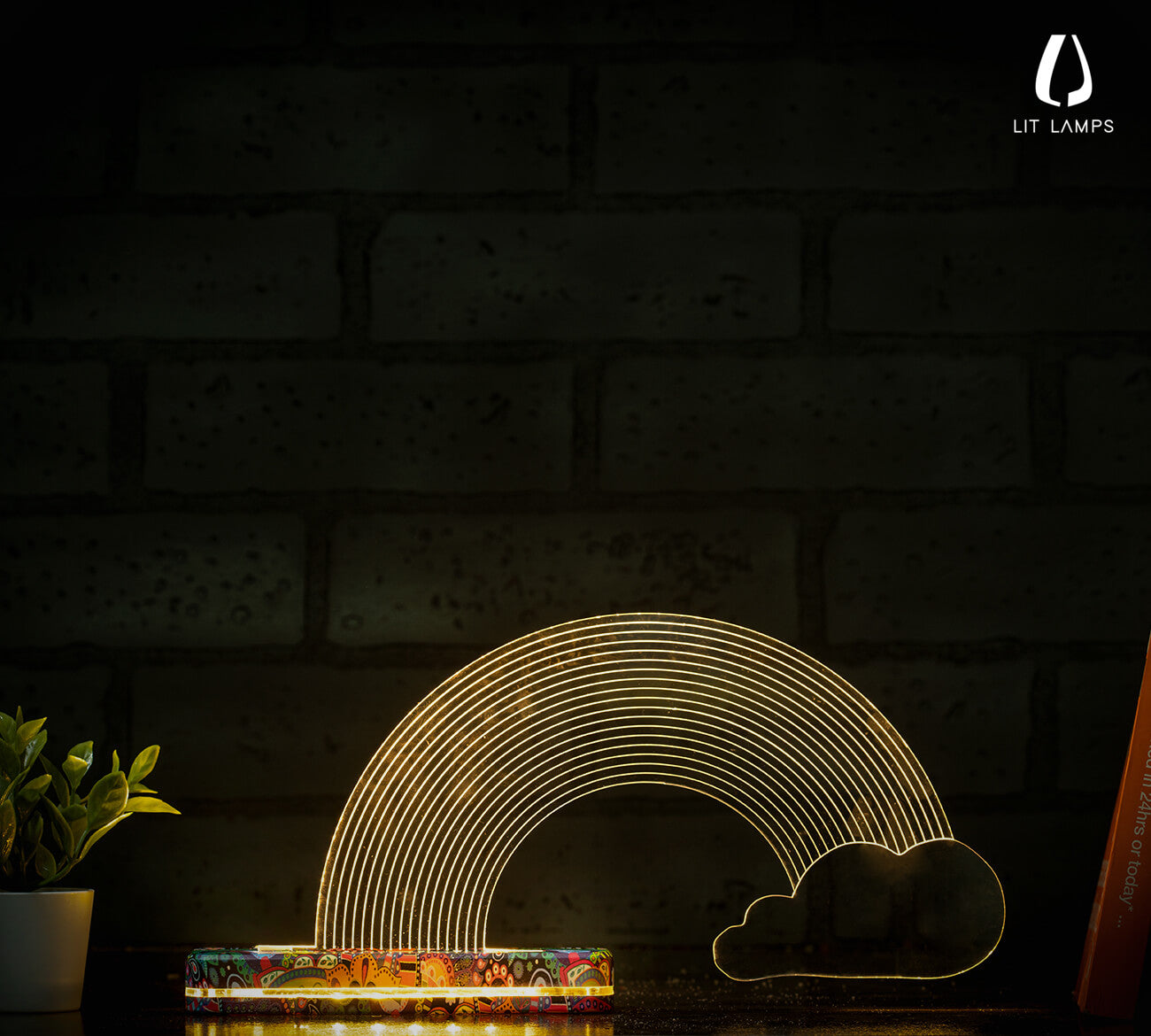 Rainbow With Clouds Aesthetic Table LIT 3D Illusion Lamp - LIT Lamps - Rainbow With Clouds 3D LED Lamp-3d Lamps