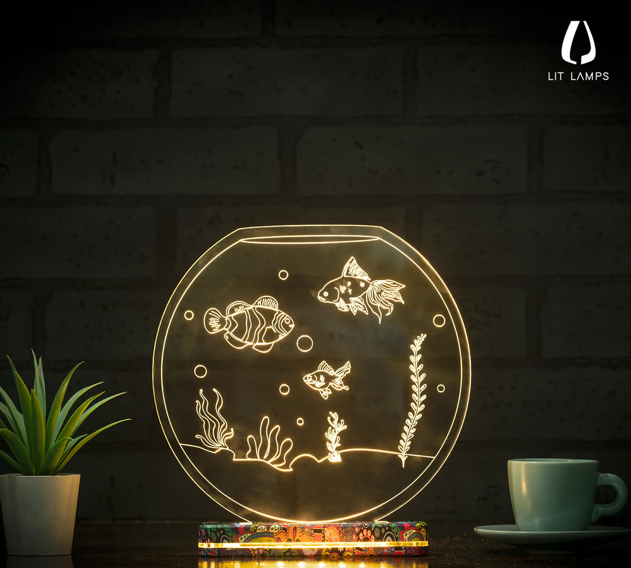 Fish Tank Light Decor Aesthetic 3D Illusion Lamp by LIT Lamps - LIT Lamps - Fish Tank 3D LED Lamp-3d Lamps