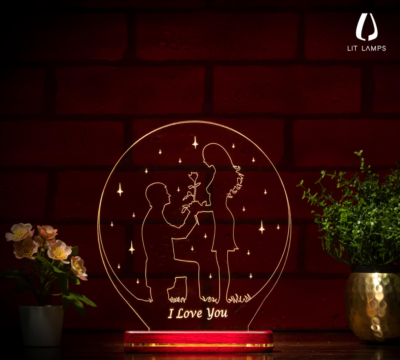 I Love You For Couple Valentine LIT 3D Illusion Lamp - LIT Lamps - Heart 3D LED Lamp-3d Lamps