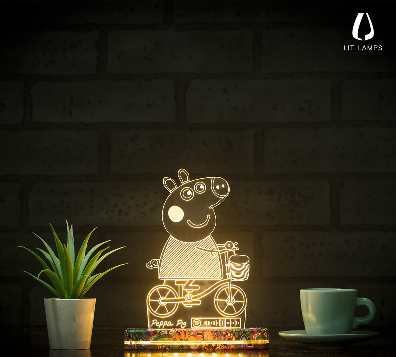 Peppa Pig Cartoon LIT 3D Illusion Lamp - LIT Lamps - Peppa Pig 3D LED Lamp-3d Lamps