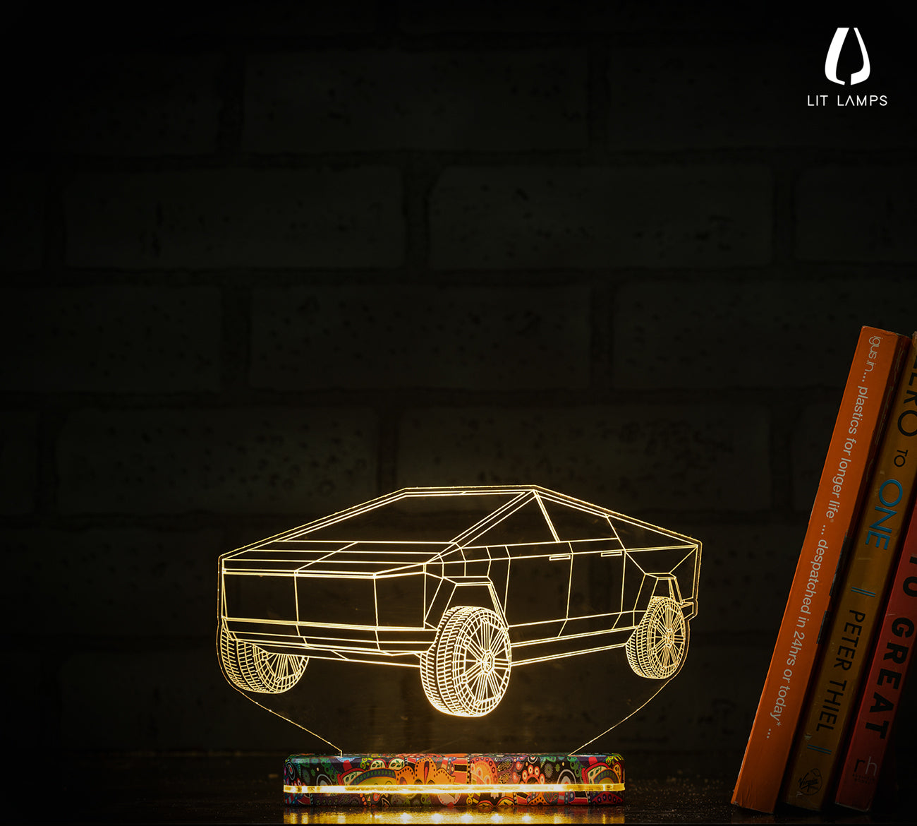 Cybertruck - Tesla Aesthetic Table LIT 3D Illusion Lamp - LIT Lamps - Cybertruck 3D LED Lamp-3d Lamps