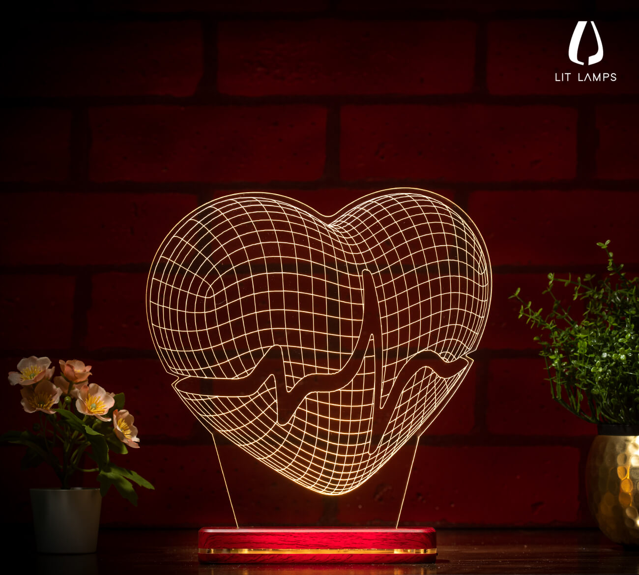 3D Heart For Couple Valentine LIT 3D Illusion Lamp - LIT Lamps - Heart 3D LED Lamp-3d Lamps