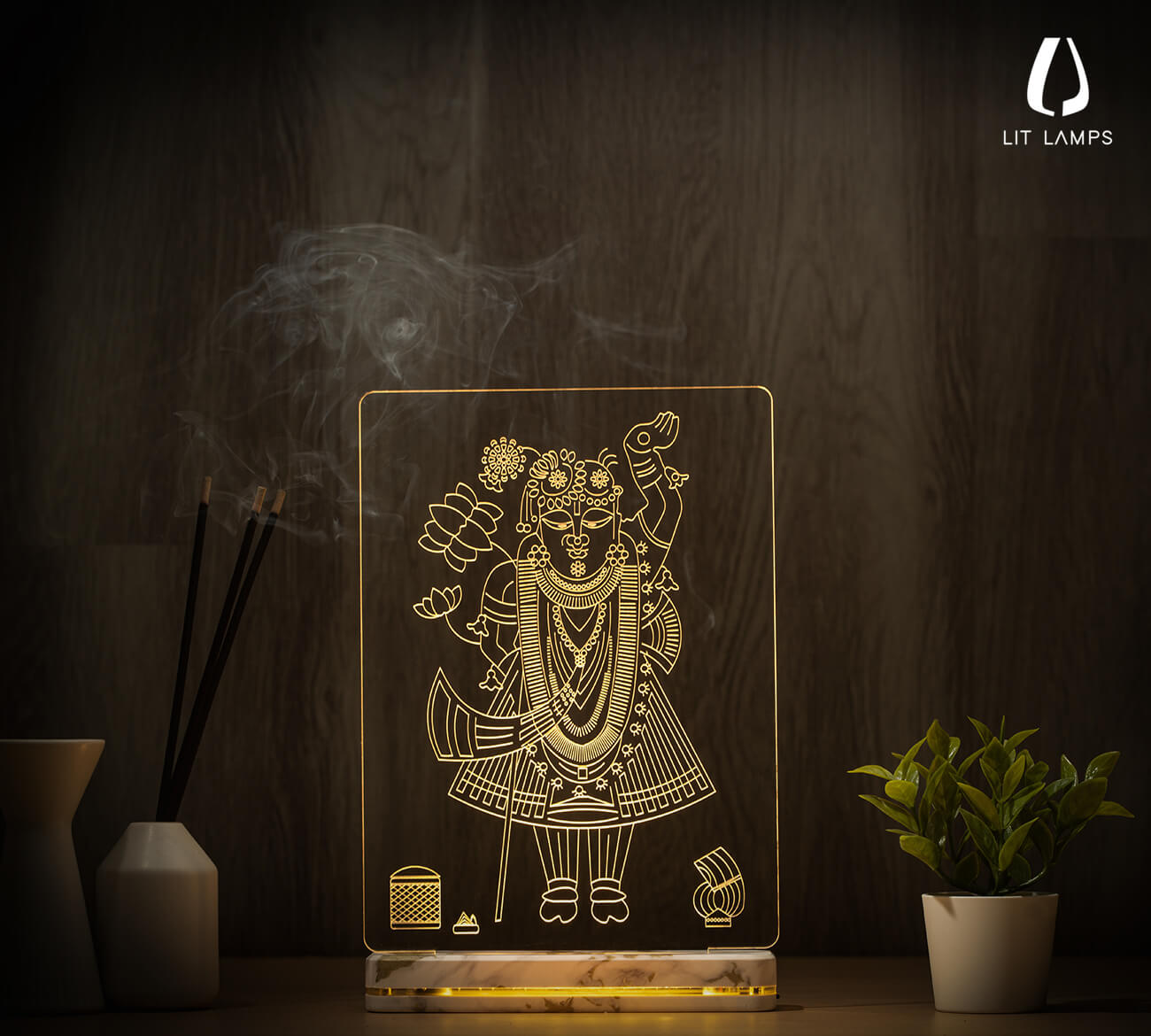 Shreenathji Thakurji Krishna LIT 3D Illusion Lamp - LIT Lamps - Shreenathji 3D LED Lamp-3d Lamps
