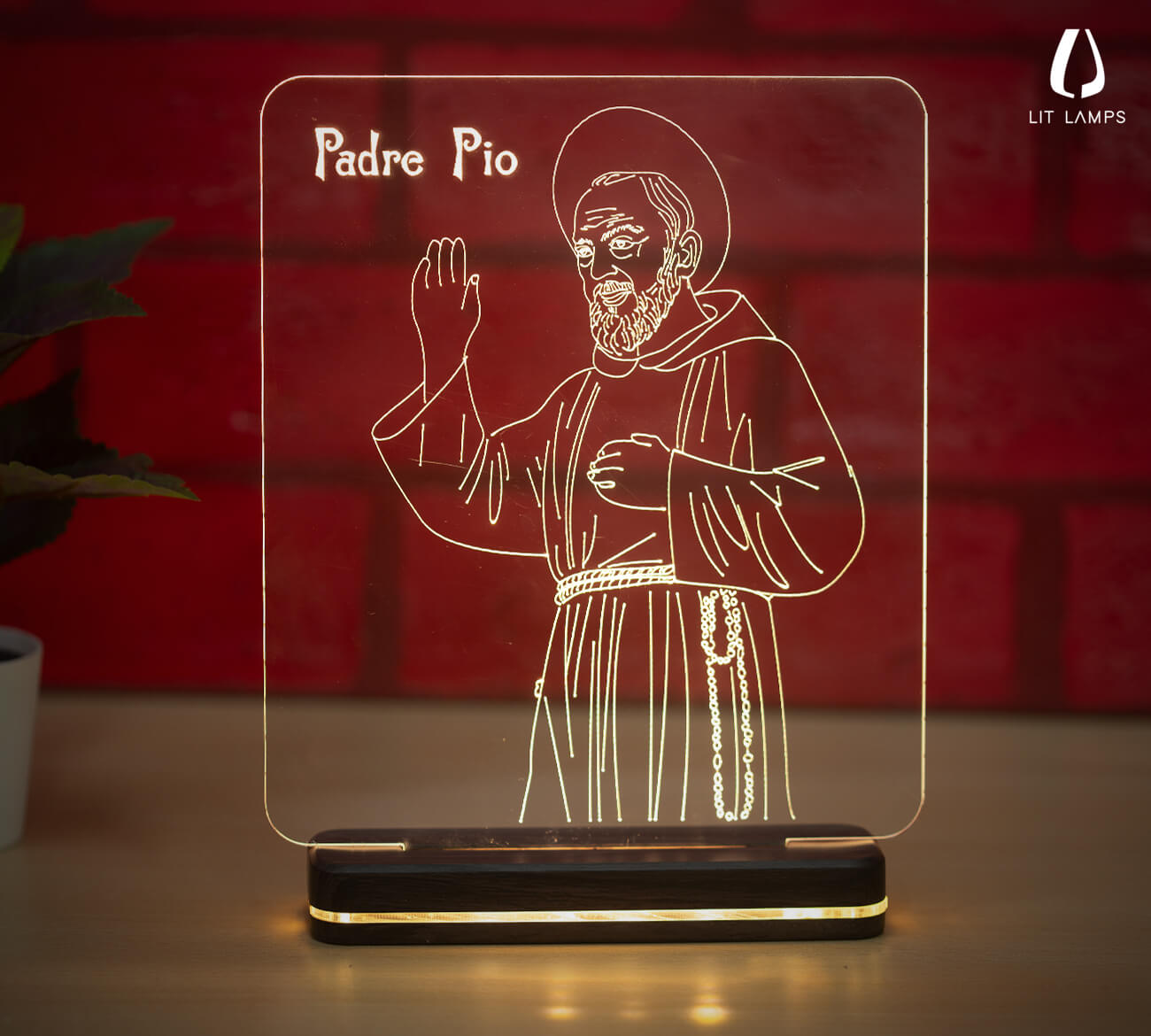 Saint Padre Pio Christmas Lighting Home Decoration LIT 3D Illusion Lamp - LIT Lamps - Saint Padre Pio 3D LED Lamp-3d Lamps