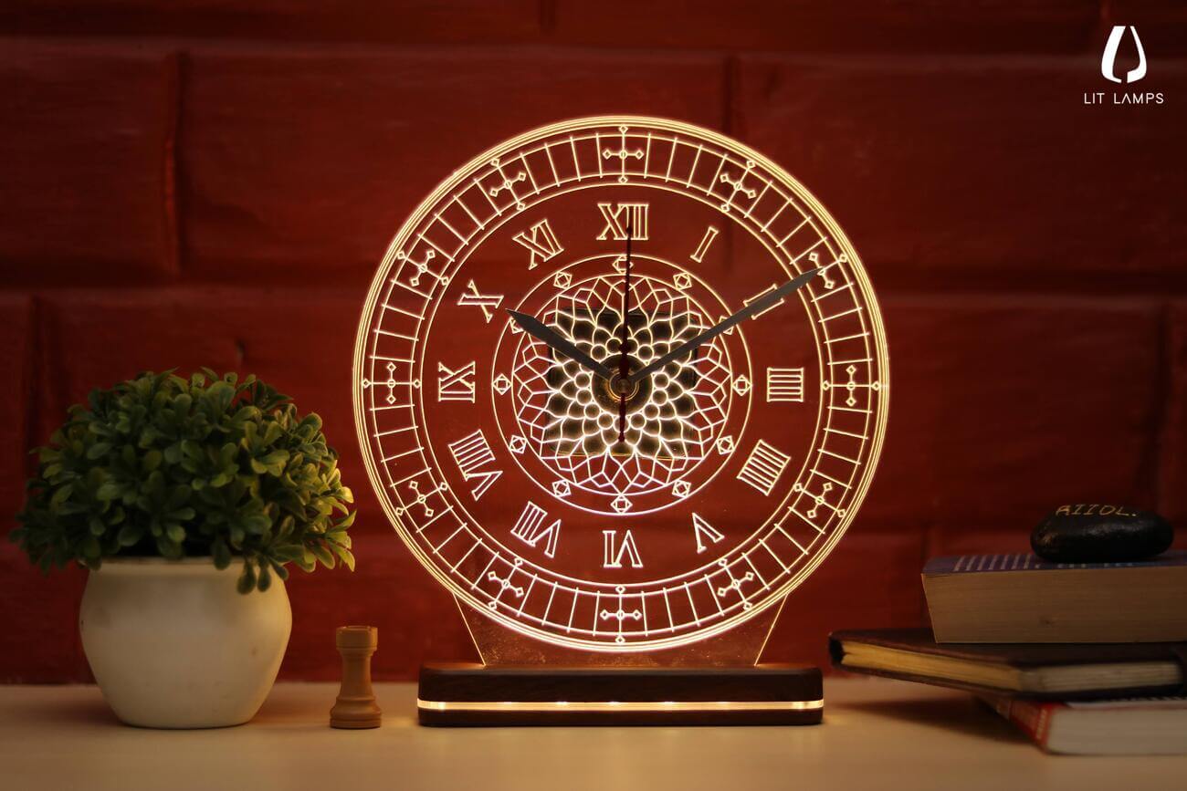 Vintage Clock Lamps LIT 3D Illusion Lamp - LIT Lamps - Vintage Clock 3D LED Lamp-3d Lamps