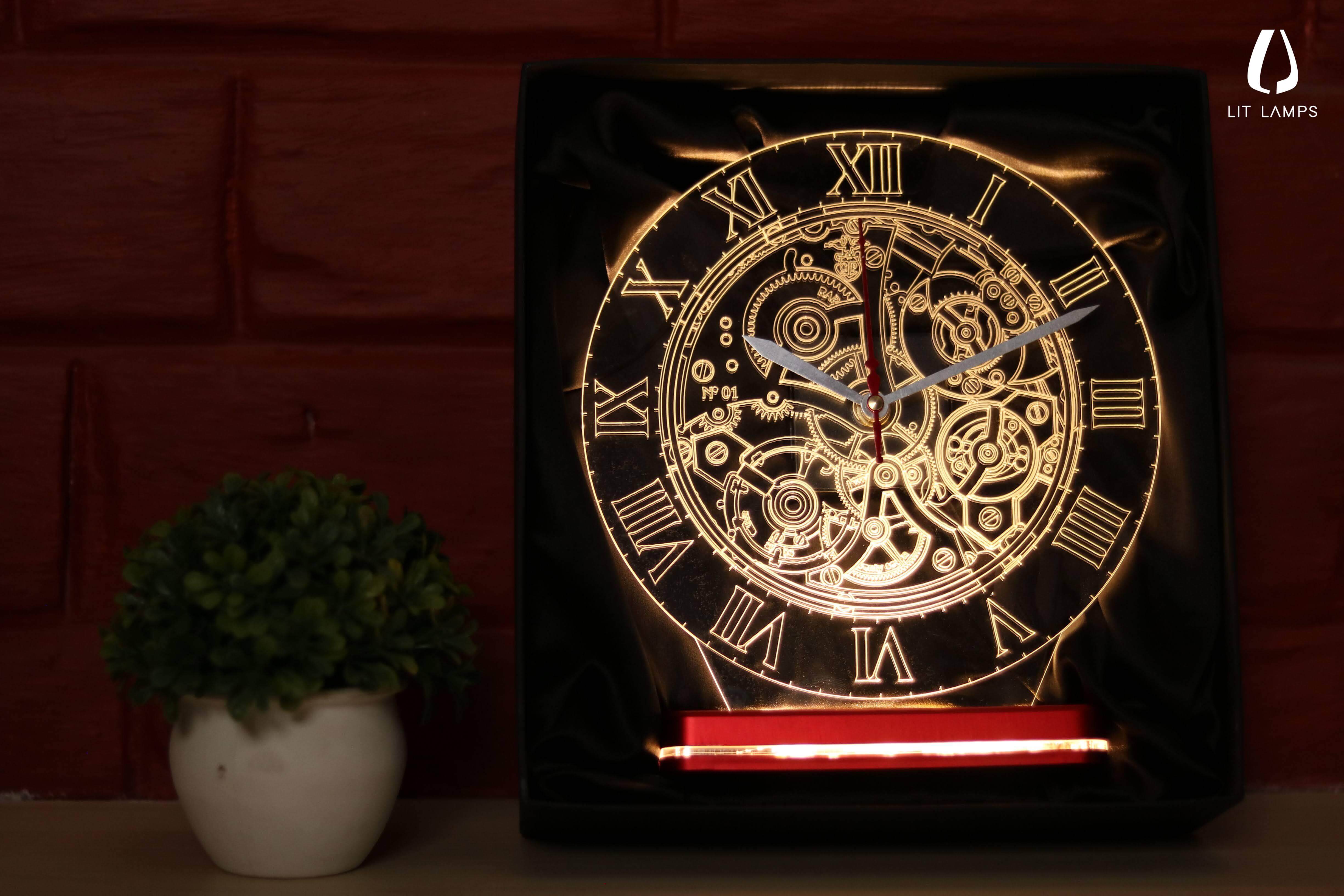 LIT Clock Mechanism Lamps 3D Illusion Lamp - LIT Lamps - Clock Mechanism 3D LED Lamp-3d Lamps