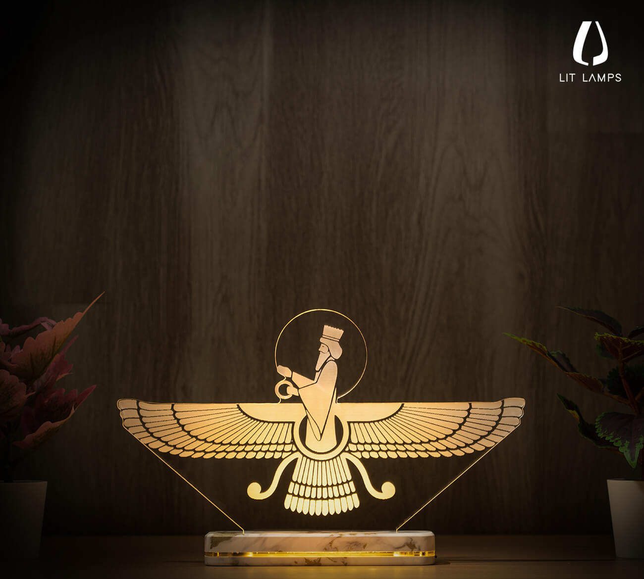 Asho Farohar Photo Parsi Zoroastrianism LIT 3D Illusion Lamp - LIT Lamps - Asho Farohar 3D LED Lamp-3d Lamps