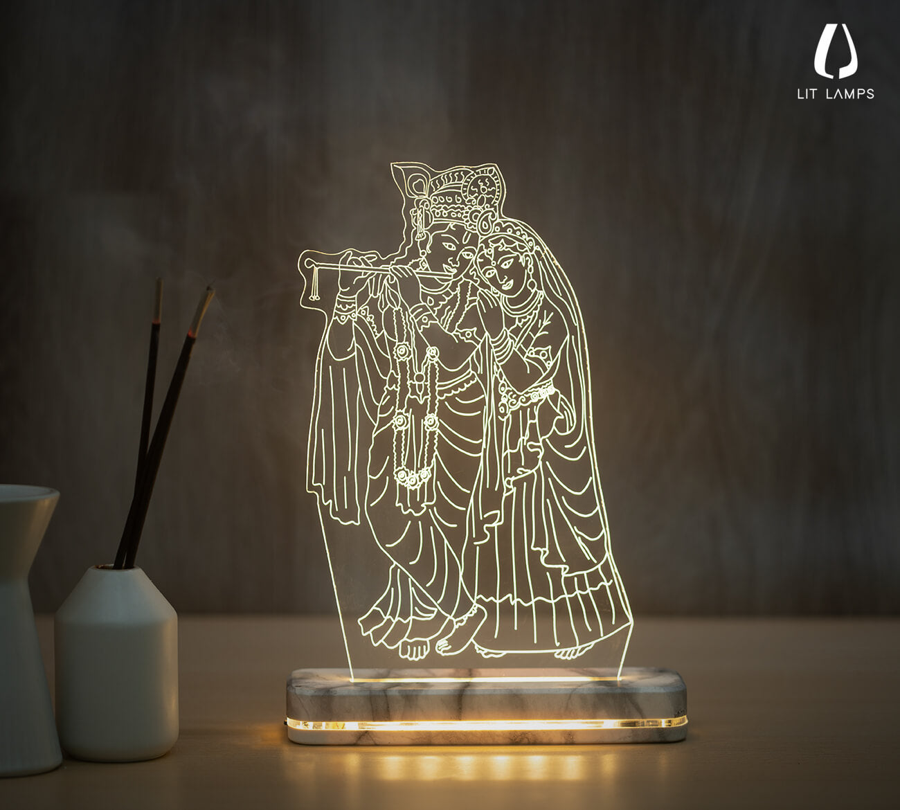 Shri Radha Krishna photo Home Decoration Lighting LIT 3D Illusion Lamp - LIT Lamps - radha krishna 3D LED Lamp-3d Lamps