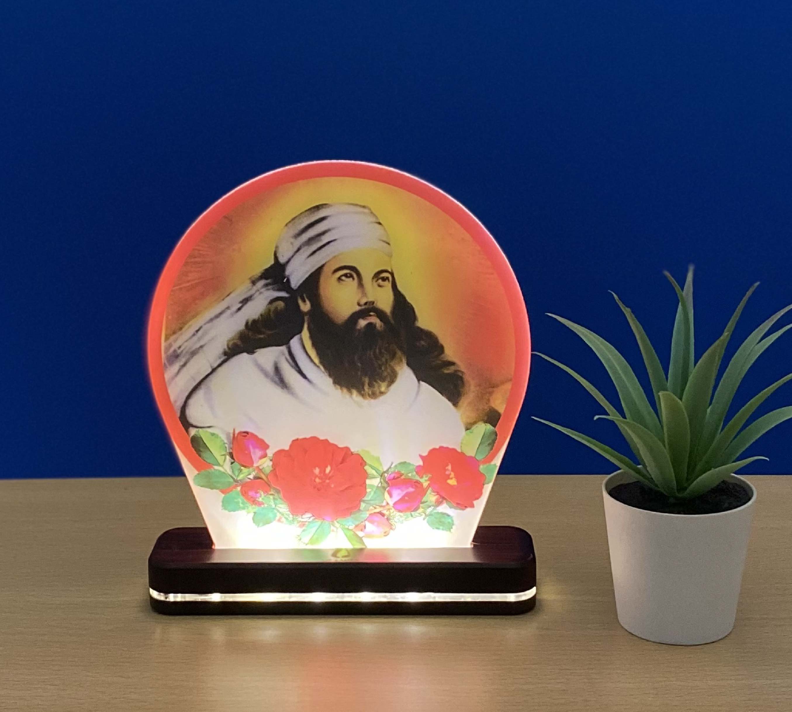 Zarathustra Flower Frame Red Halo Parsi Zoroastrianism 3D Illusion Lamp - LIT Lamps - Asho Farohar 3D LED Lamp-3d Lamps