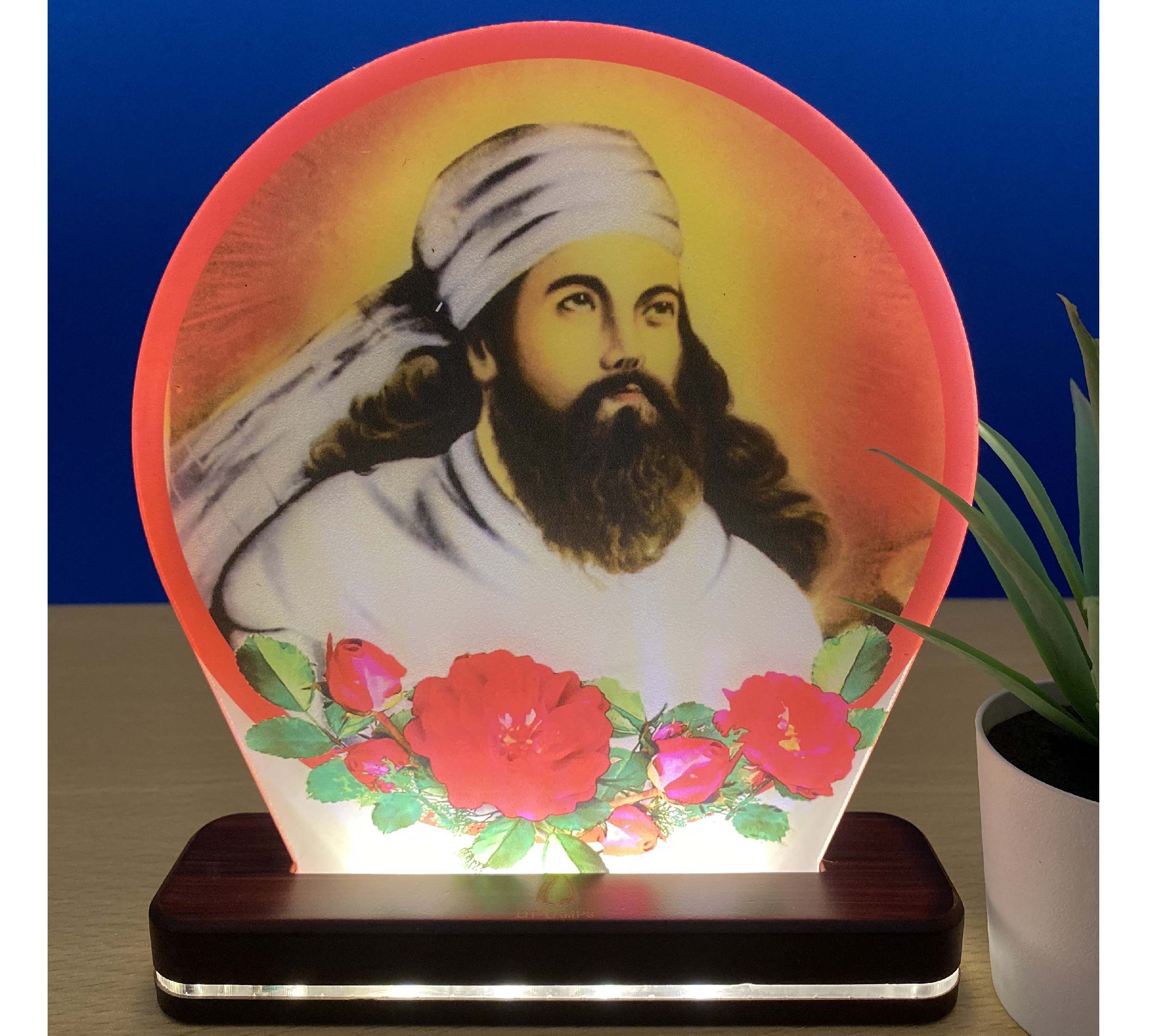 Zarathustra Flower Frame Red Halo Parsi Zoroastrianism 3D Illusion Lamp - LIT Lamps - Asho Farohar 3D LED Lamp-3d Lamps